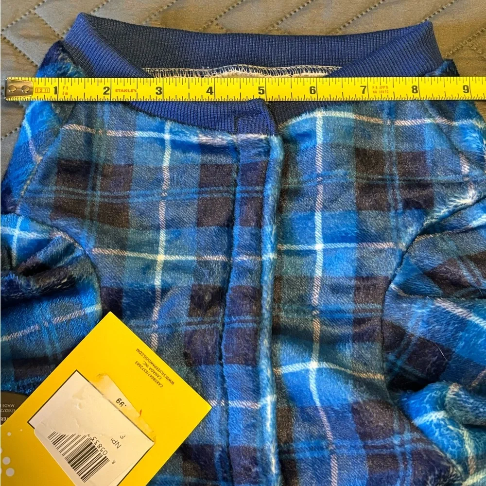 North Paw Pet Dog Apparel Blue Plaid Sherpa Lining Dog One Pc‎ Sz XL Fall Winter